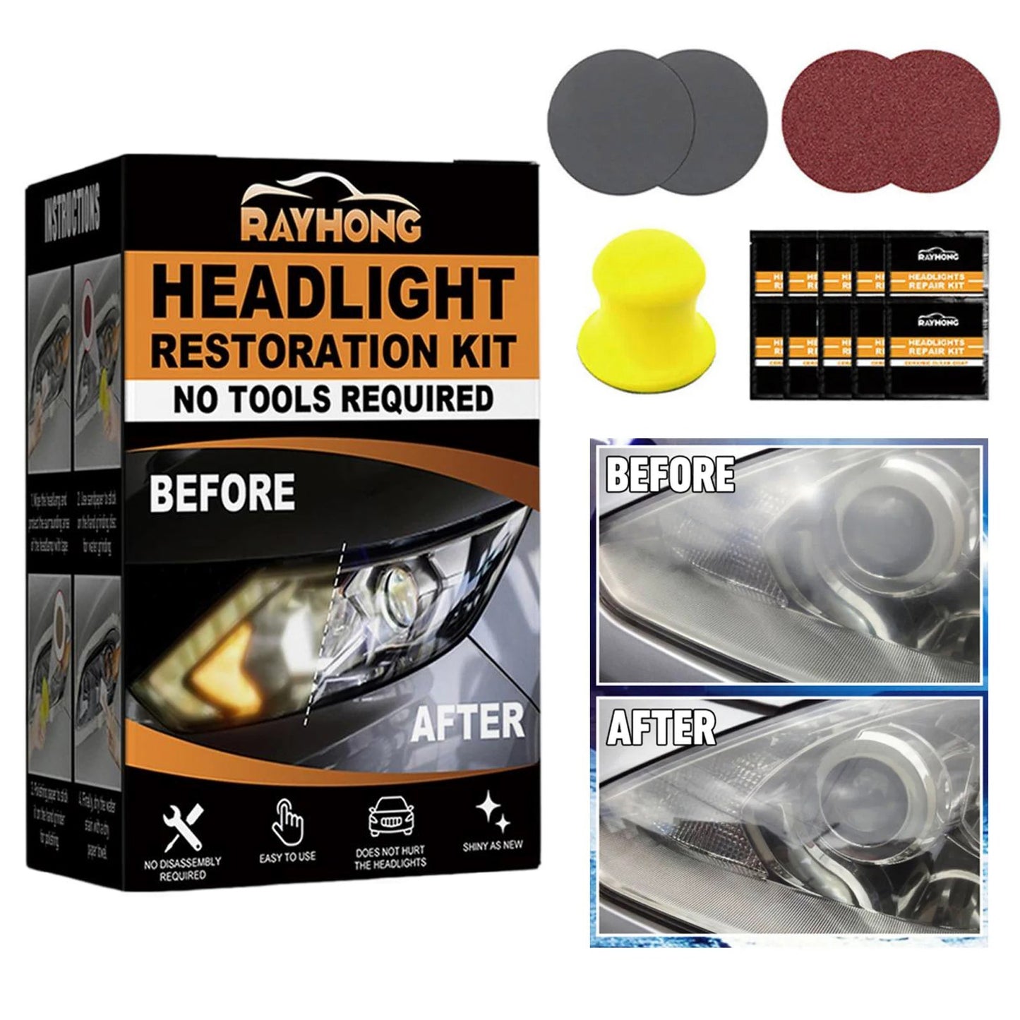 💡🔥 Scheinwerfer-Reparaturset – 5-Minuten-Reparatur! | Ceramic Shield⚡Gelbschleier-Killer🌟【2 Jahre UV-Schutz】Kratzer-Entferner für Scheinwerfer und Rücklicht – 3000 Lumen Wiederherstellungszauber (Pro-Grade-Schleifpads)