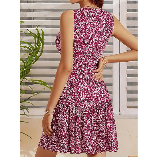 🔥Luftig & Flirty! Wickelkleid mit V-Ausschnitt und tiefem Ausschnitt ✨ Sexy Strandkleid für Damen 💃 Sommer-Minikleid | Blumen-Sommerkleid TikTok Viral
