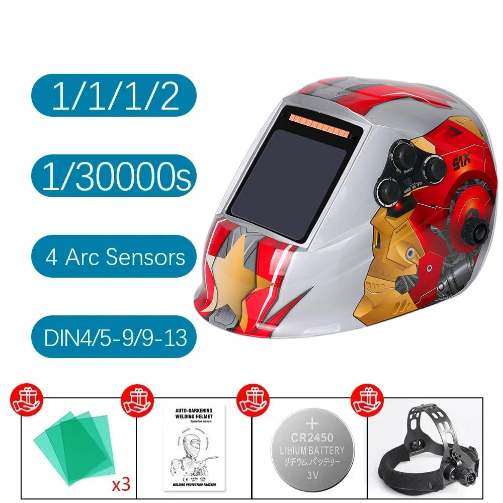 đ„ Auto Darkening Welding Helmet with 100x97mm XL View | 0.04s ReactionâĄ4 Sensor True ColorđăPro Welder EditionăDIN4-13 Optical for Metal/Car Repair - 360° Comfort Headgear