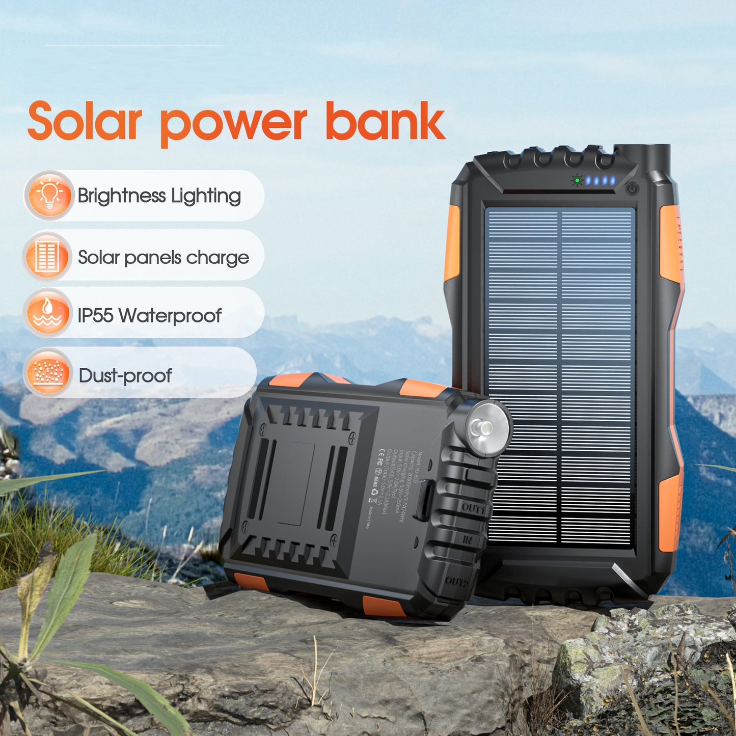 🔥Solar Charger 2025 | 42800mAh Solar Power Bank 3X Faster! QC3.0 Fast Charge & Super Bright Flashlight - Portable Charger for Camping/Emergency | TikTok's Top Pick⚡