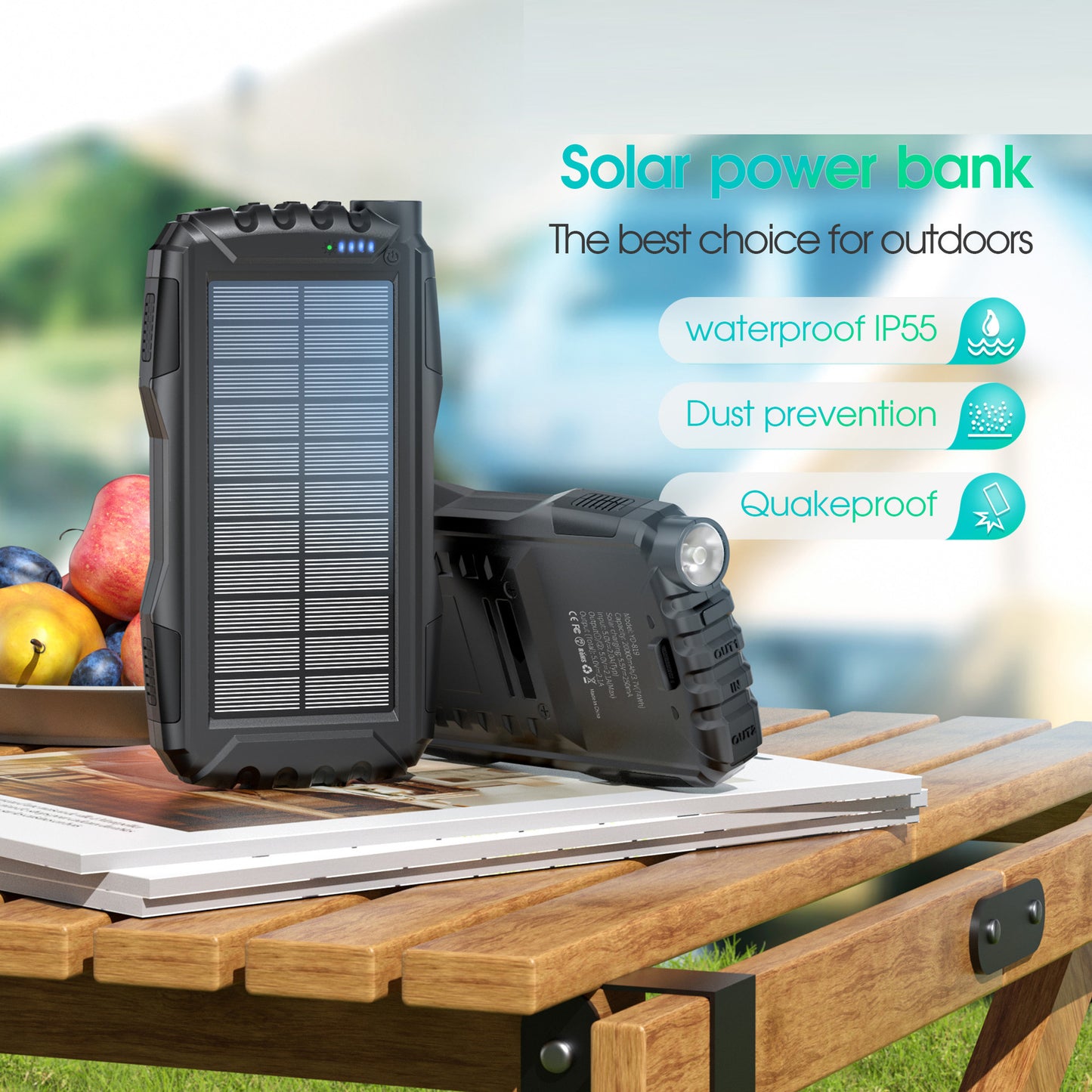 🔥Solar Charger 2025 | 42800mAh Solar Power Bank 3X Faster! QC3.0 Fast Charge & Super Bright Flashlight - Portable Charger for Camping/Emergency | TikTok's Top Pick⚡