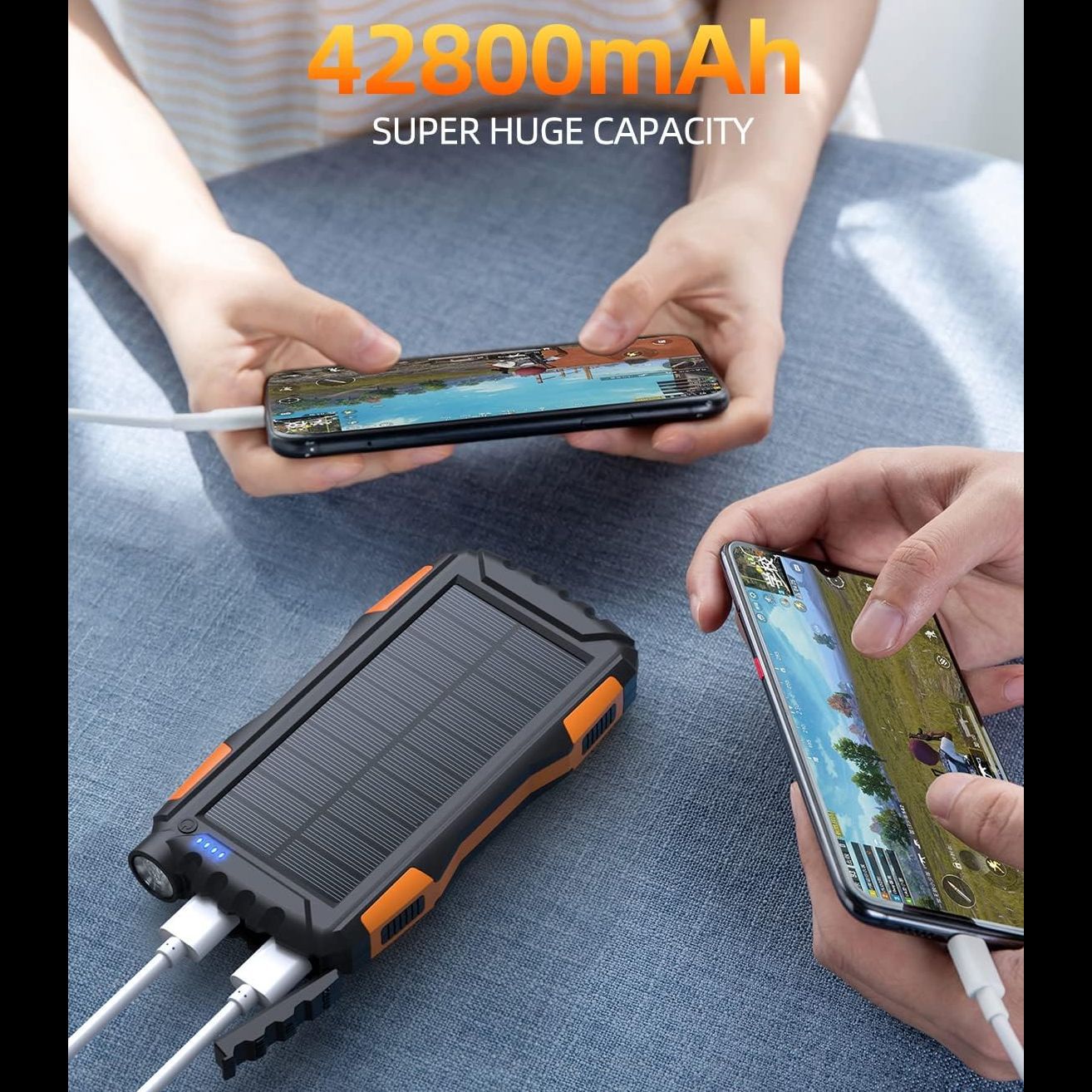 🔥Solar Charger 2025 | 42800mAh Solar Power Bank 3X Faster! QC3.0 Fast Charge & Super Bright Flashlight - Portable Charger for Camping/Emergency | TikTok's Top Pick⚡