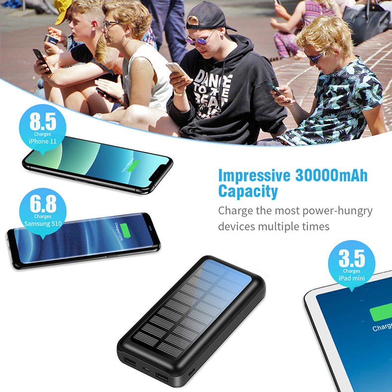 🔥Solar Charger 2025 | 30000mAh 3X Faster Solar Power Bank! 2 USB Ports & High-Speed Panel - Portable Solar Charger for iPhone/Android⚡ Outdoor Camping & Emergency Must-Have!