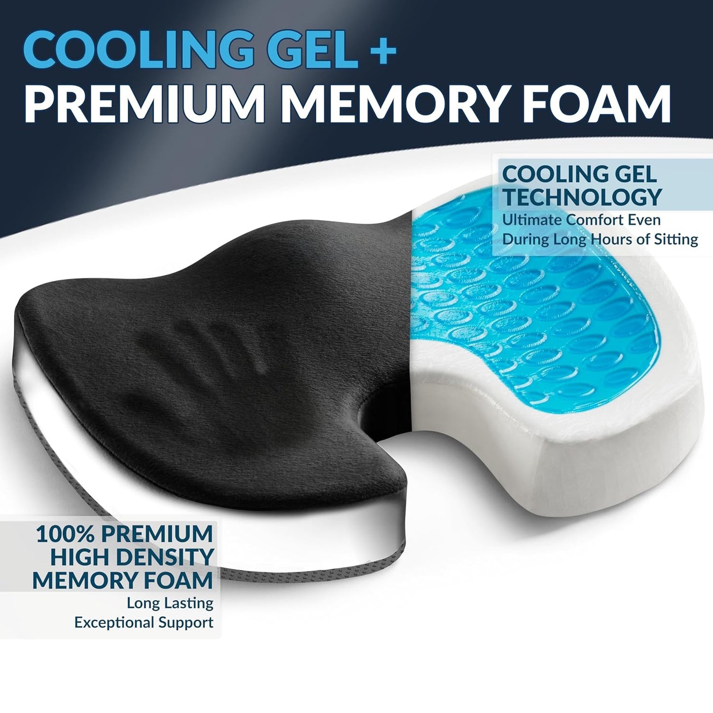 💺🔥 Orthopedic Coccyx Cushion with Gel & Memory Foam | 72% Pain Relief⚡Non-Slip【Office & Car Pro】Ergonomic Seat Pad for Tailbone/Sciatica/Back Pain - Desk Chair & Driving Essential