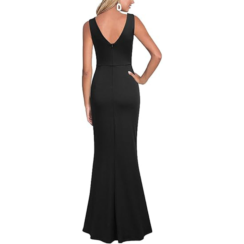 👗Red Carpet Glam! V-Neck Slit Dress w/ Thigh-High Split✨ Sexy Evening Gown💫 Bodycon Long Dress | Cocktail Party TikTok Viral