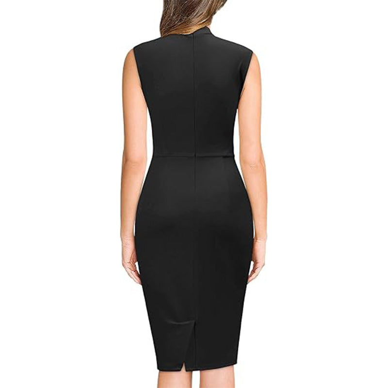 💋Sultry Vintage Vibes! Half-Collar Ruffle Dress w/ Waist Cinching✨ Old Hollywood Glam Pencil Dress💫 Cocktail Party Dress | Retro TikTok Viral