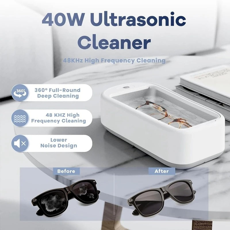 ✨ Ultrasonic Glasses Cleaner Pro with 30s Deep Clean | 3-in-1 Jewelry Cleaner⚡Portable & Waterproof🌟【Dentist-Approved】Sonic Cleaning Machine for Eyeglasses, Earrings, Necklaces