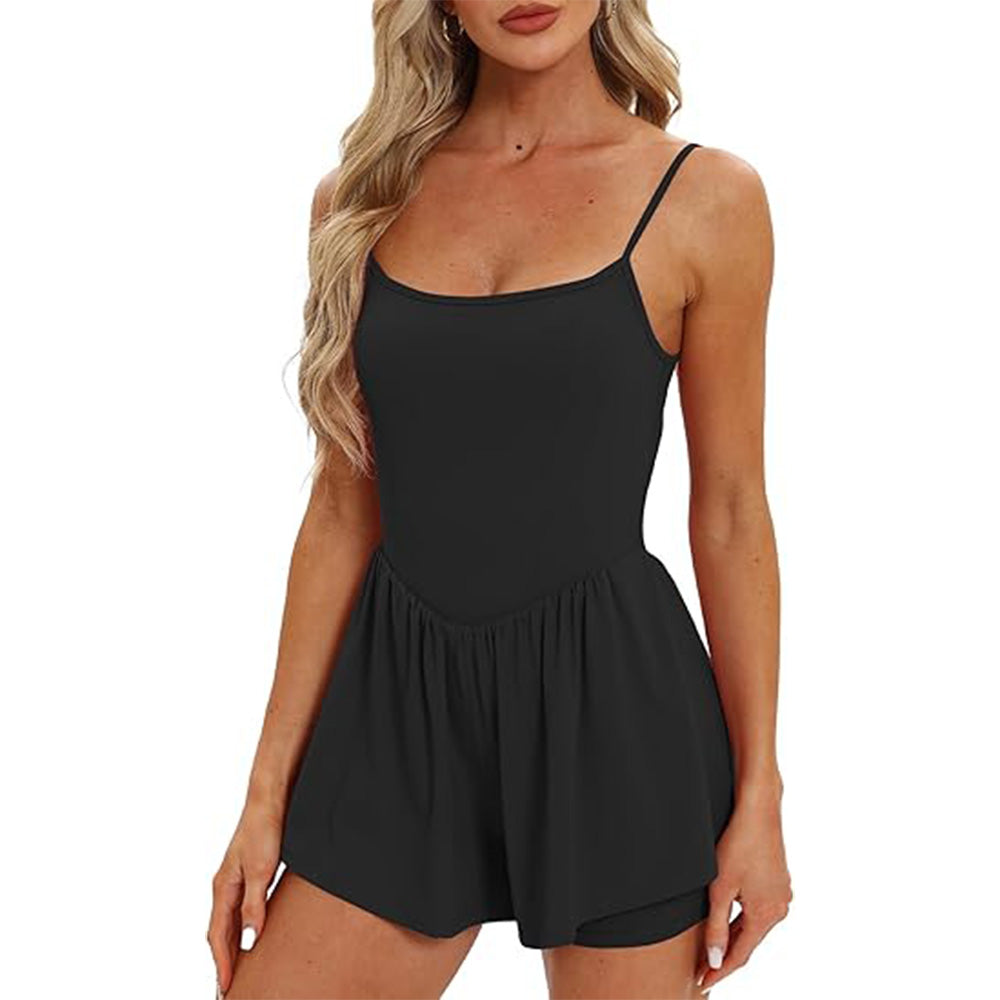🌴Summer Breeze Essential! Double-Lined Short Romper✨ Adjustable Spaghetti Strap💃 No-Slip Sleeveless Jumpsuit | TikTok’s Hotlist