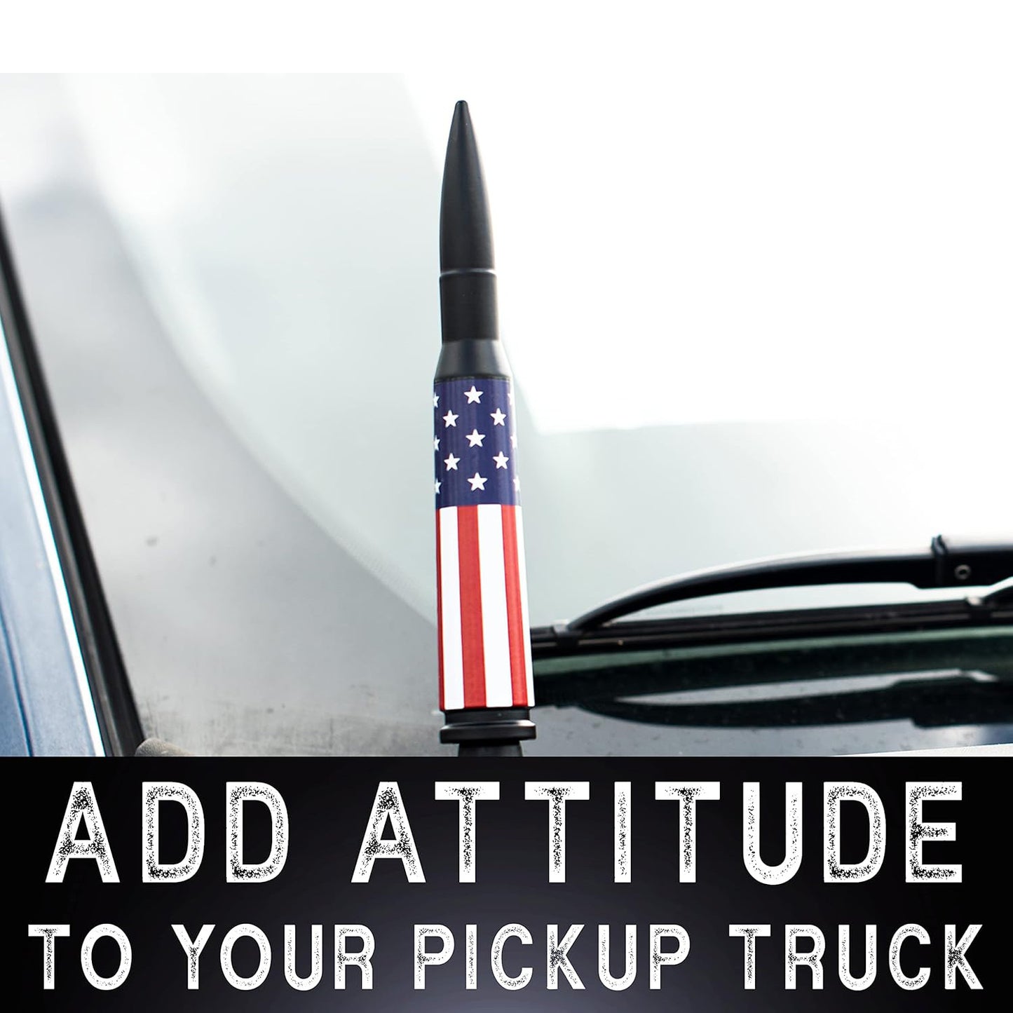 🚨 Bullet Antenna for Dodge Ram & Ford F-Series | Anti-Theft Lock⚡【Truck Pro】🇺🇸Flag Design Radio Antenna F150/F250/F350/Raptor/Bronco (1990-Current) - 360° Signal Booster