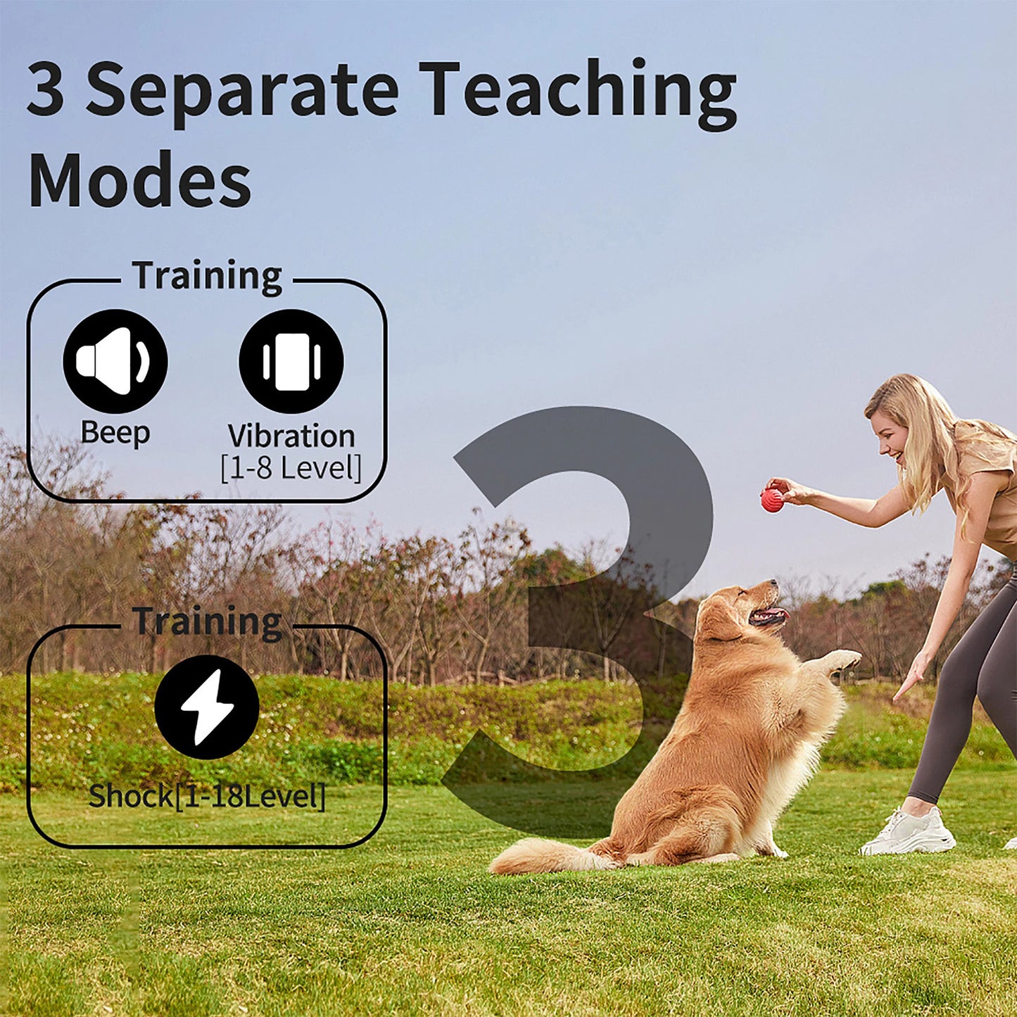 🔥Pro Trainer-Approved! 3-Mode Dog Collar⚡IP67 Waterproof💧Static/Vibe/Beep Alerts | Remote Control【TikTok's #1 Training Tool】