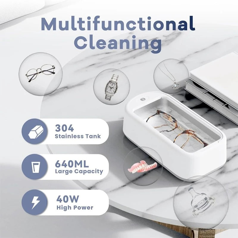 ✨ Ultrasonic Glasses Cleaner Pro with 30s Deep Clean | 3-in-1 Jewelry Cleaner⚡Portable & Waterproof🌟【Dentist-Approved】Sonic Cleaning Machine for Eyeglasses, Earrings, Necklaces