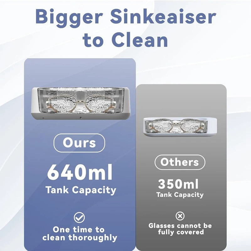 ✨ Ultrasonic Glasses Cleaner Pro with 30s Deep Clean | 3-in-1 Jewelry Cleaner⚡Portable & Waterproof🌟【Dentist-Approved】Sonic Cleaning Machine for Eyeglasses, Earrings, Necklaces
