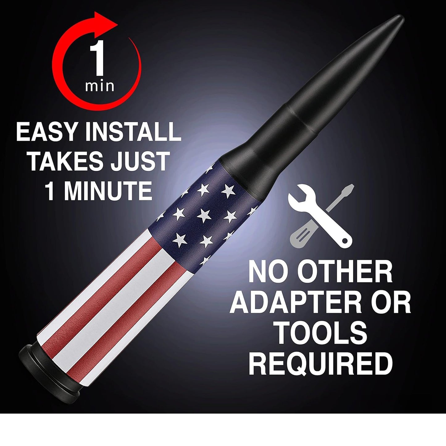 🚨 Bullet Antenna for Dodge Ram & Ford F-Series | Anti-Theft Lock⚡【Truck Pro】🇺🇸Flag Design Radio Antenna F150/F250/F350/Raptor/Bronco (1990-Current) - 360° Signal Booster