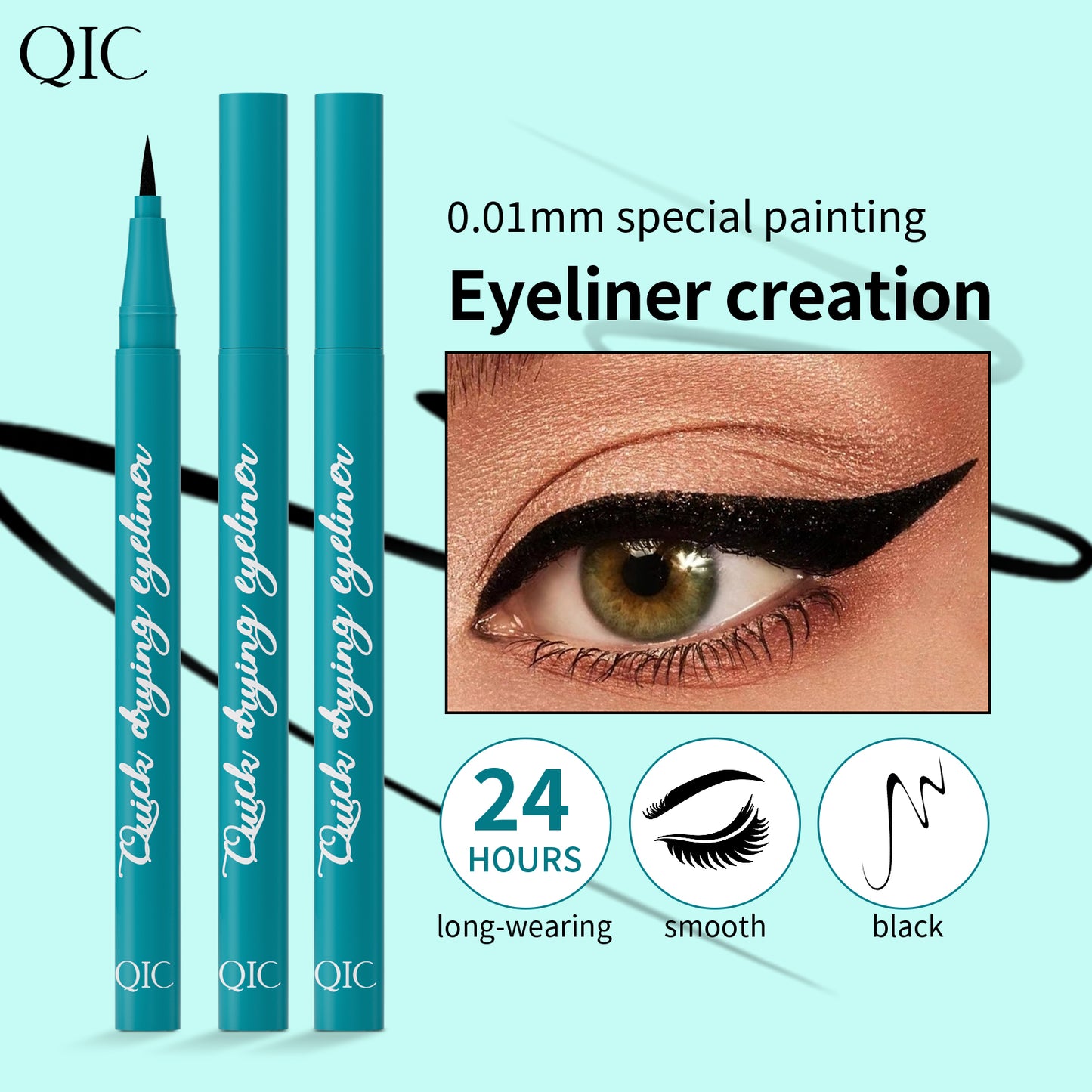 Quick-Dry Waterproof Eyeliner Pen - 24H Smudge-Proof✨ Ultra-Fine Liquid Liner 💦 Sweat-Resistant & Beginner Friendly 🔥 #WaterproofMakeup #TikTokBeauty #QuickDryLiner
