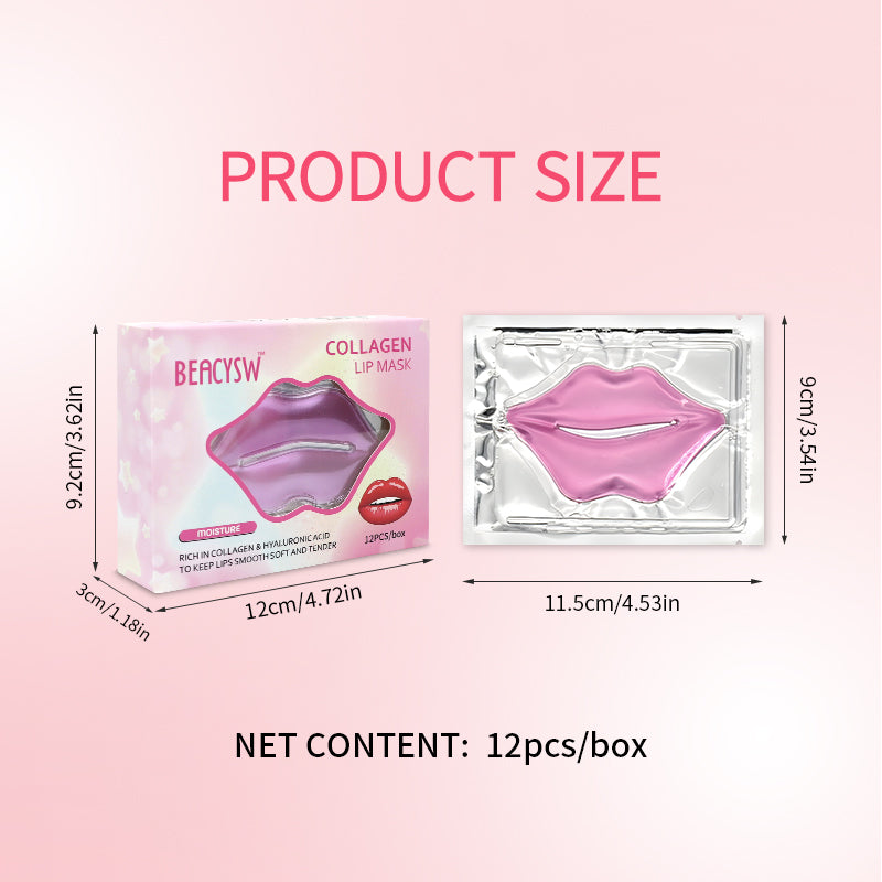 12-Pack Hydrating Collagen Lip Mask ✨ Overnight Repair & 24H Plump! 💋 Crystal Gel Patches for Lip Line Smoothing 🌟 Juicy #GlassSkinLips #LipCareHack