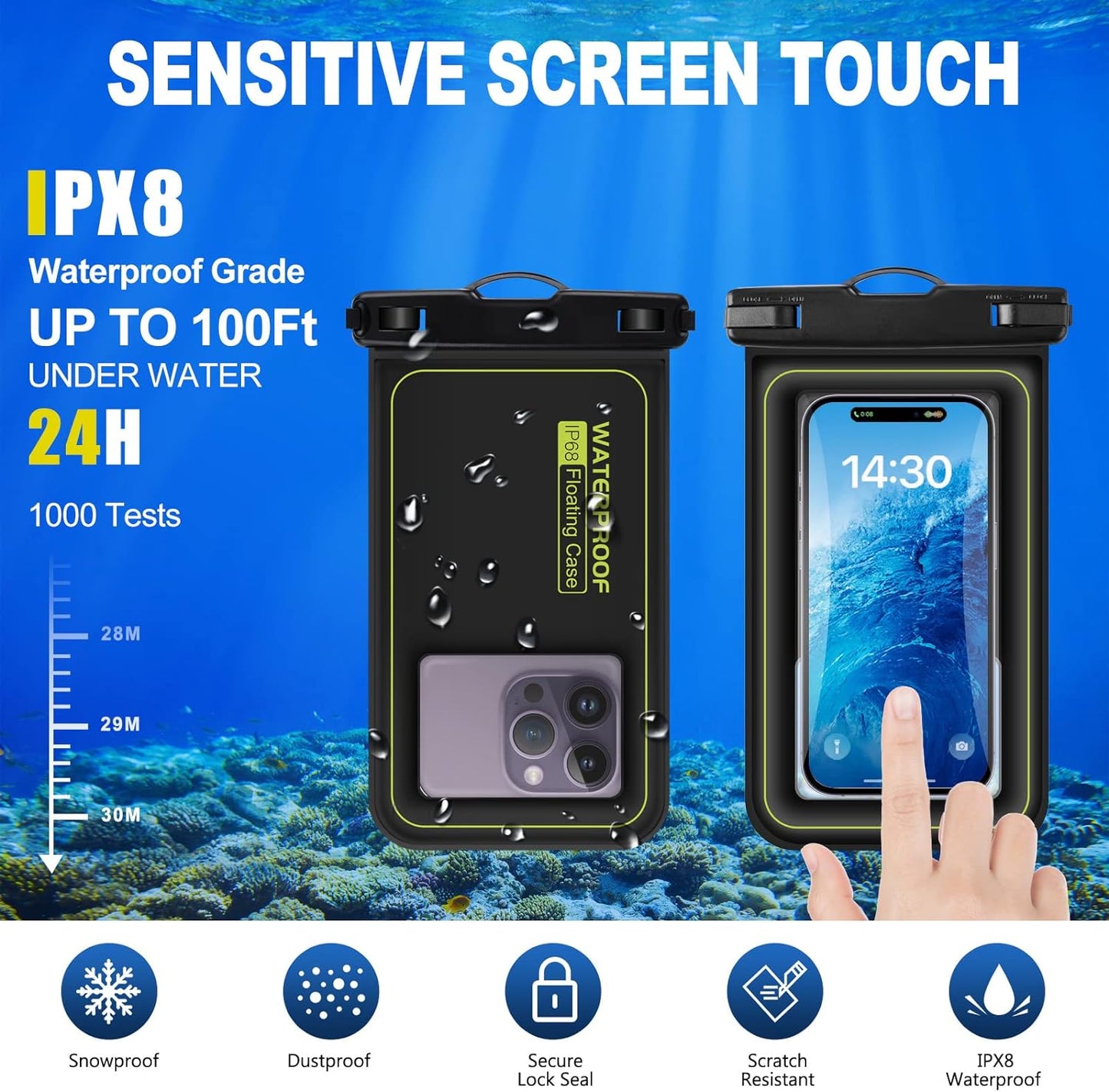 2-Pack Floating Phone Pouch ✨ IP68 Waterproof & Sandproof 💦 Beach Pool Cruise Must-Have! 🔥 Universal Fit + Detachable Lanyard 🌟 #BeachEssentials #TravelHack