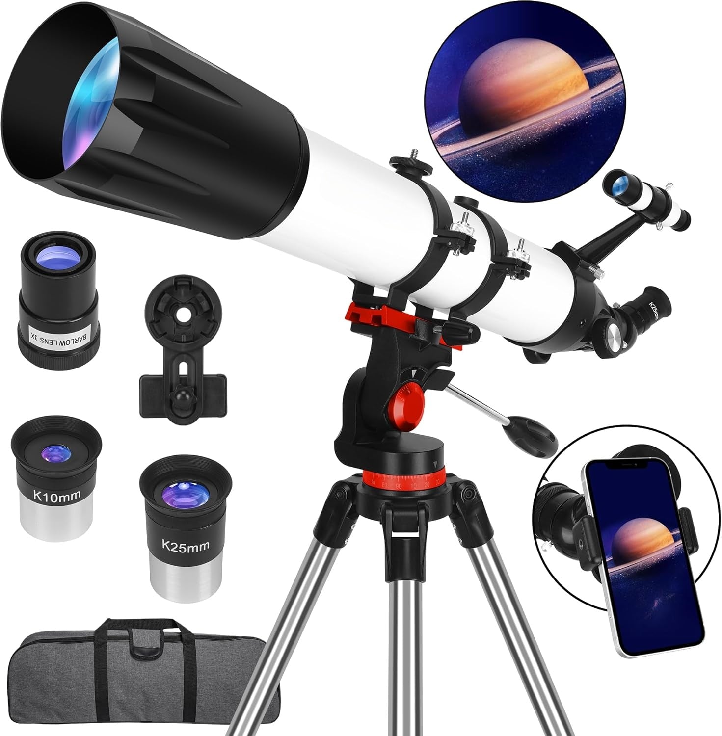 🔭🌌 90mm Aperture 800mm Refractor Telescope | High-Powered Astronomy for Adults, Kids & Beginners | Multi-Coated Optics + Phone Adapter & Carry Bag 🌟 #StargazingTech #AstronomyGear
