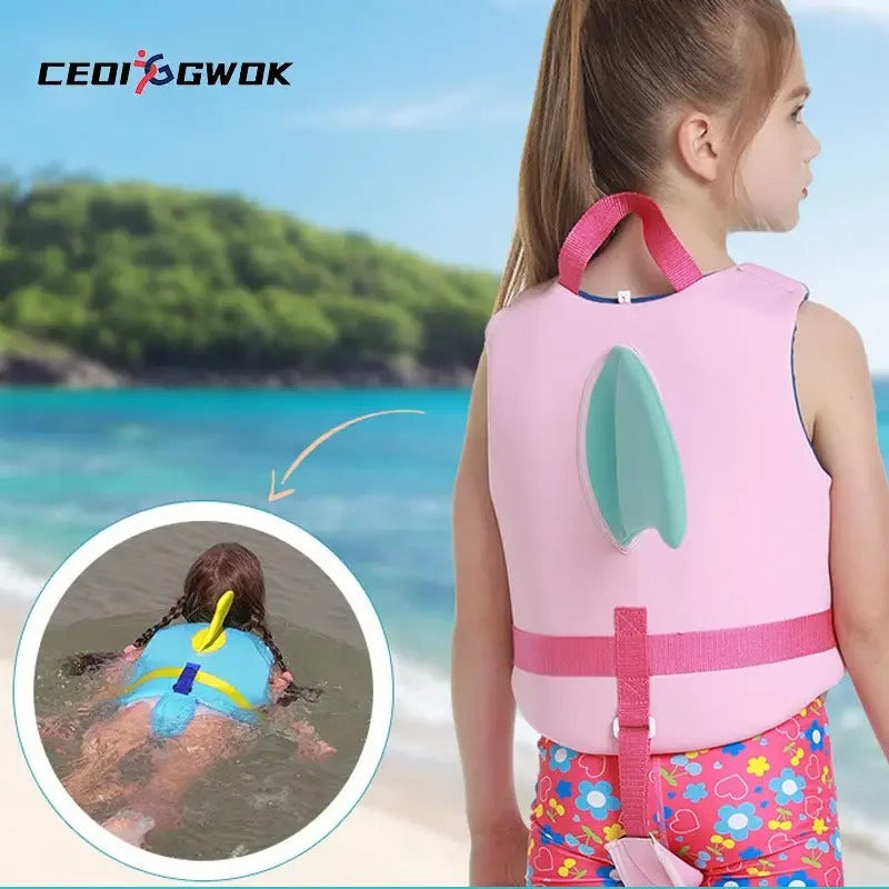 🦈 Shark Fin Kids Life Jacket | 50N Buoyant Swim Vest for Boys & Girls🌟Cute Water Safety Gear【Large Size】Pool Beach Surf Must-Have