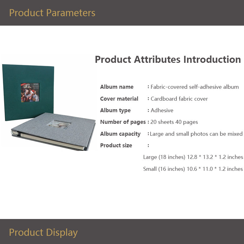 📸🔥 Linen Self-Adhesive Scrapbook 16"/18" | 40 Pages Photocard Album⚡20 Sheets No-Stick Design🌟【Wedding/Handmade Pro】Color-Customizable Cover with Acid-Free Pages