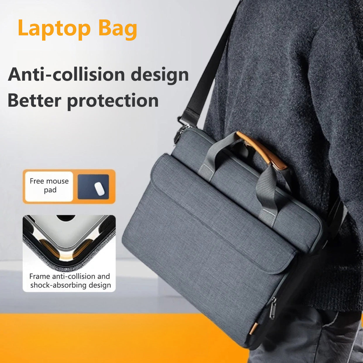 💻🔥 Shockproof 360° Laptop Shoulder Bag | Universal Fit⚡️【Commuter Pro】Anti-Scratch Design🌟 Compatible with MacBook Pro 16/HP/Dell/Lenovo/Asus - All-Day Comfort Carrier