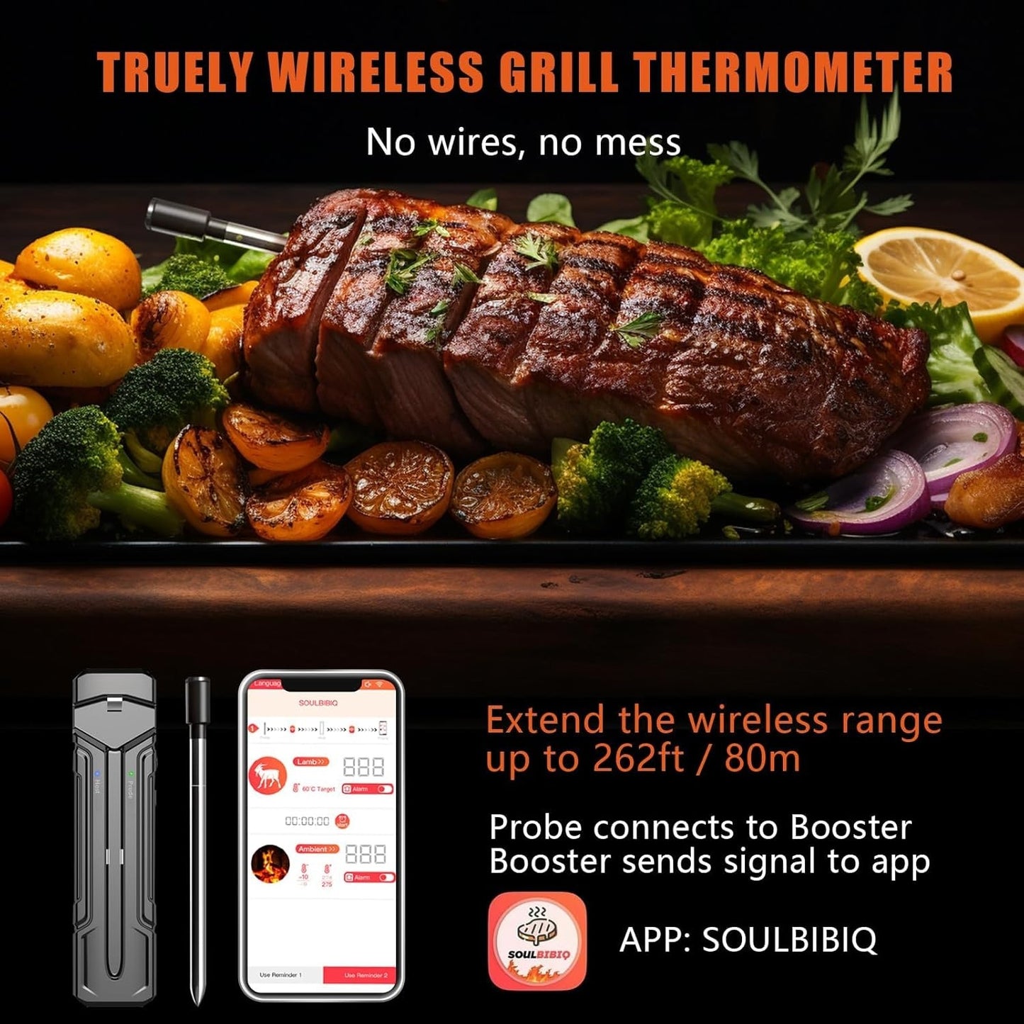 🔥Smart Grill Master Kit💥 262FT Bluetooth Range✨ 2-in-1 Probe Tech🌪️ APP Alerts for Perfect Steaks | TikTok's #1 BBQ Tool