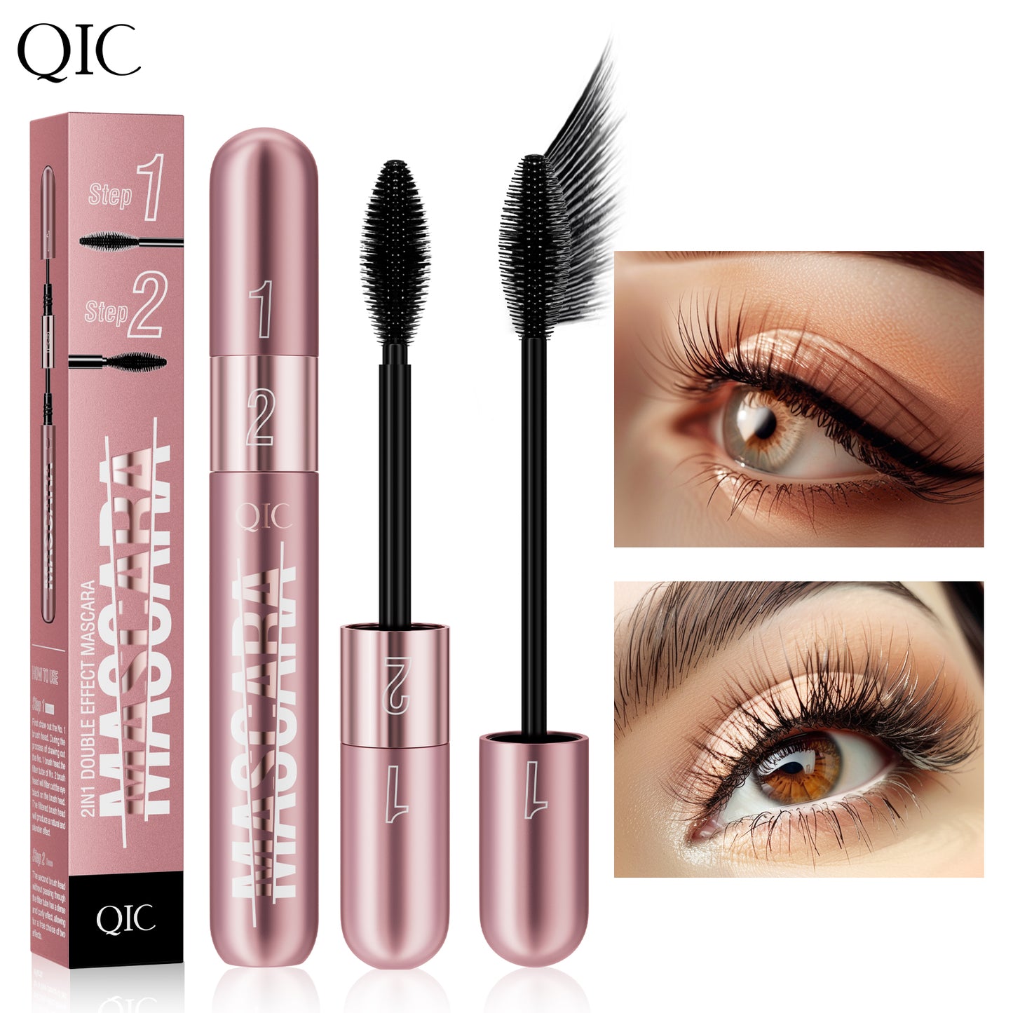 2-in-1 Lash Multiplying Mascara ✨ 24H Oil & Sweat Proof! 💦 Smudge-Proof Lengthening + Curl & Volume 🌟 Clump-Free #LashHack! #WaterproofMascara #VolumeMascara