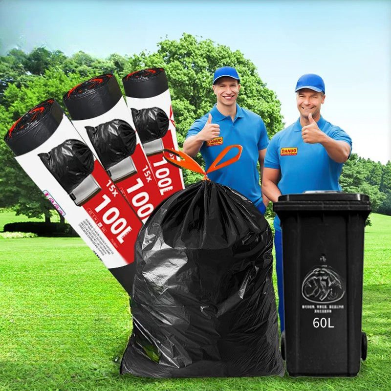 🔥Heavy Duty Black Trash Bags 90 Pack💪 Leakproof 60-100L Extra Large Capacity🌿 Thick Eco-Friendly Drawstring | TikTok Kitchen Must-Have