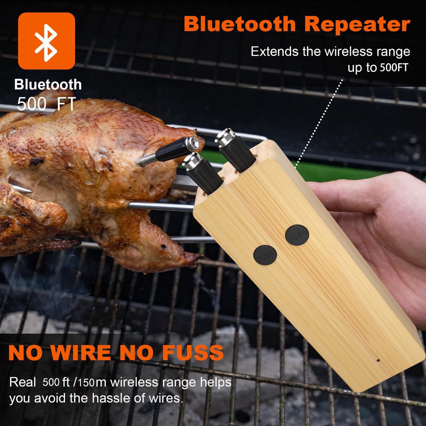 🔥Smart Meat Pro Thermometer💥 Dual Temp Tracking🌪️ 500FT Bluetooth Range✨ Grill/Smoker/Oven Master | TikTok's #1 BBQ Gadget