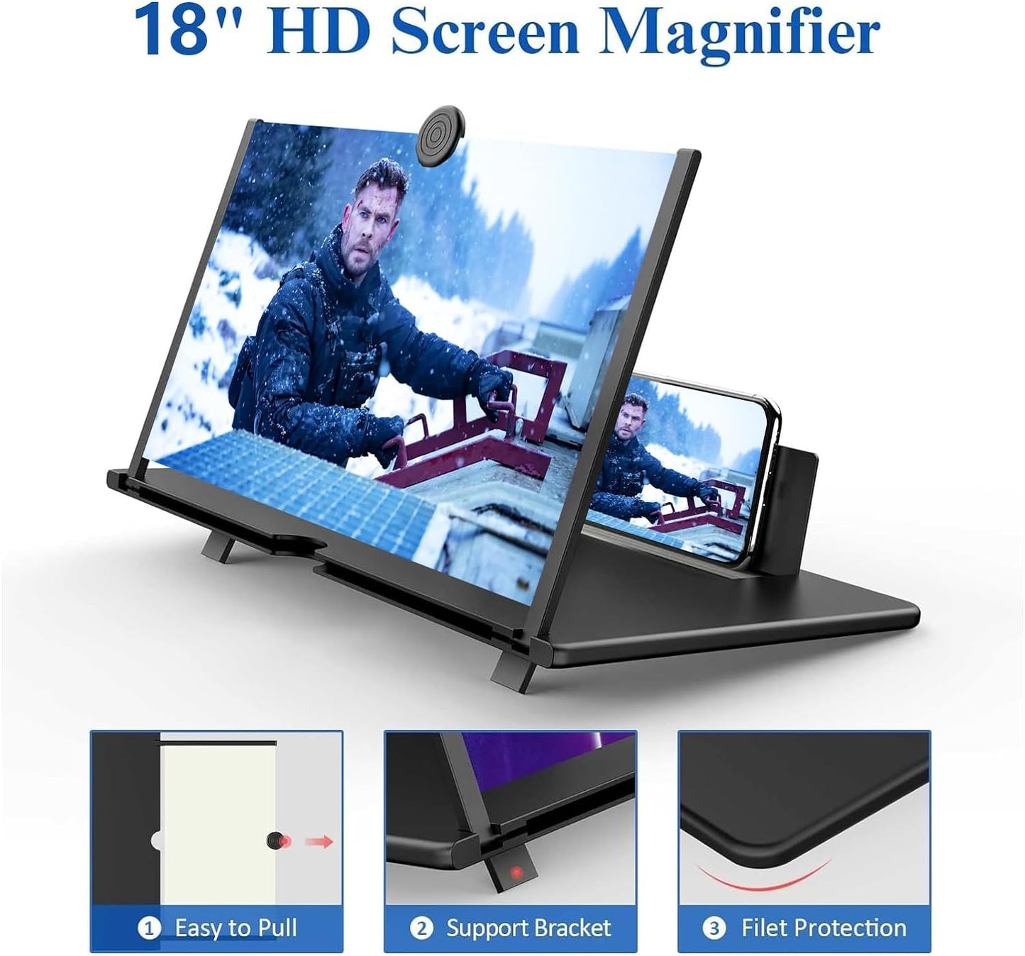 18" Phone Screen Magnifier ✨ 3D HD Movie Theater Experience 💥 Foldable & Universal Fit 🌟 Portable Cinema for Gaming/Travel 🔥 #BigScreenHack #TikTokMadeMeBuyIt