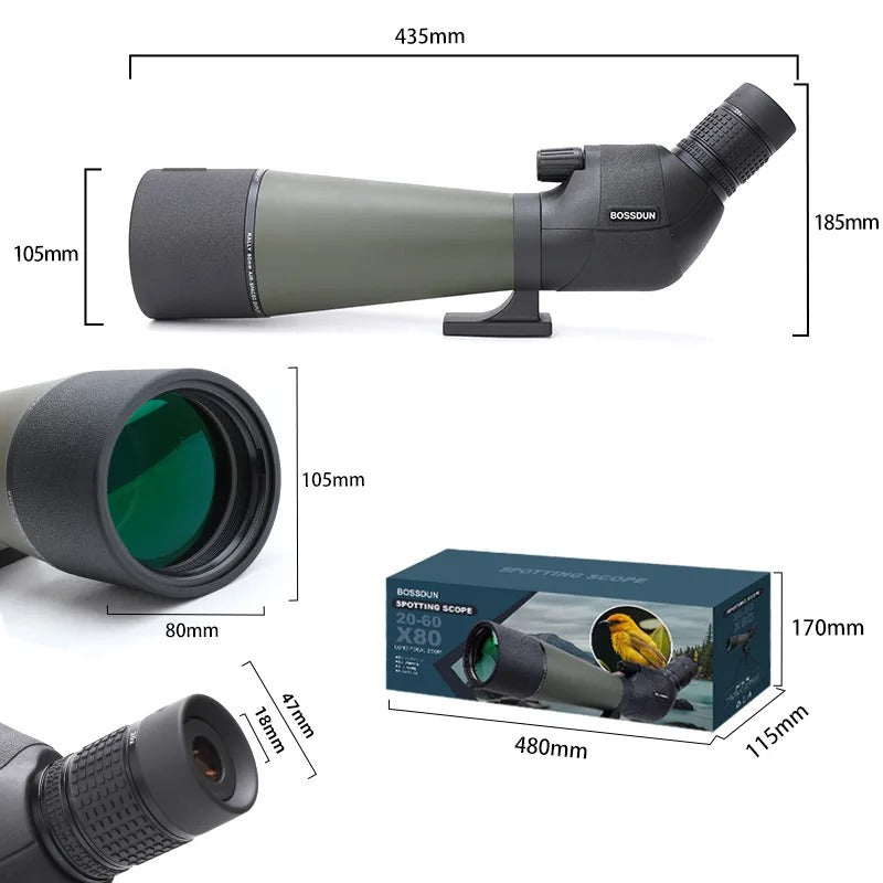 🌿🌄 20-60x80 Spotting Scope with Tripod | BAK4 HD Waterproof for Bird Watching & Wildlife Observation | Phone Holder + Carrying Bag 🦅 #WildlifeWatching #OutdoorGear
