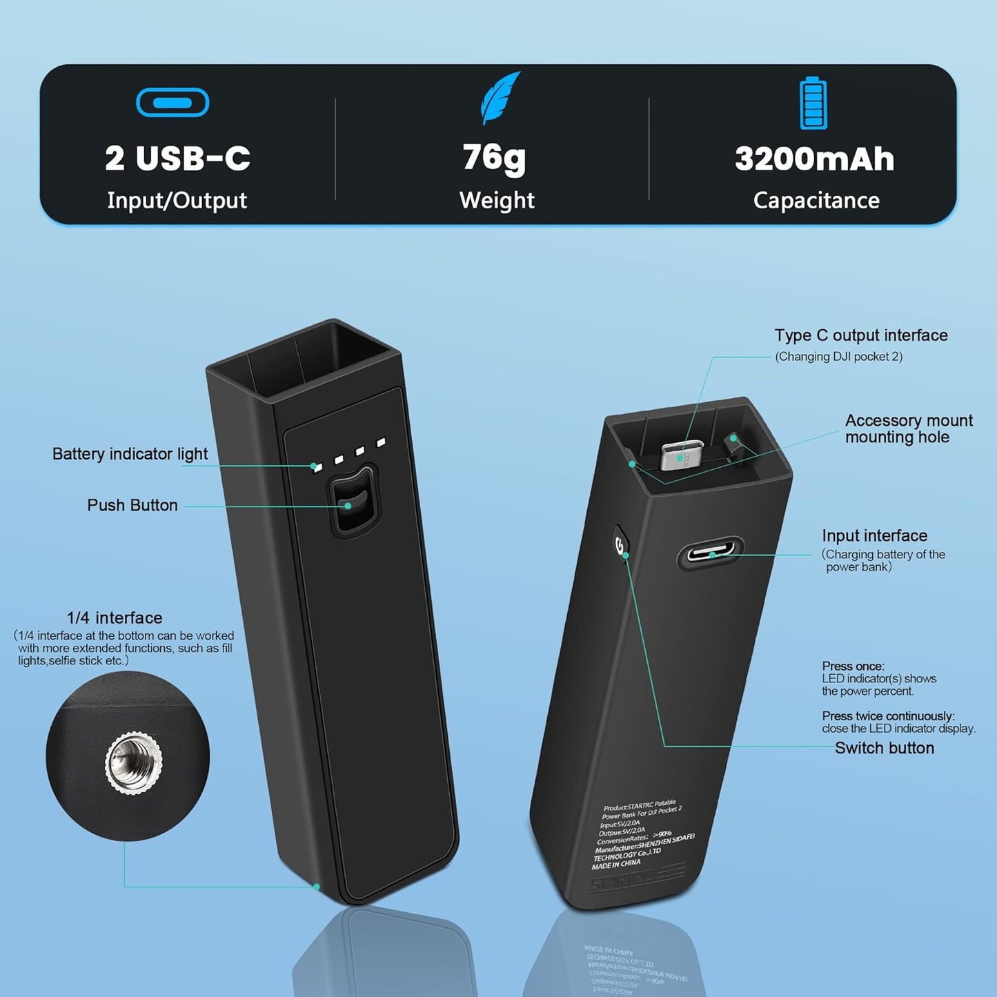 🔥Ultimate Combo! 3200mAh DJI Pocket 2 Charging Case w/Extension Rod⚡Fast Charging Power Bank & Travel Accessories | Waterproof Battery Charger for Filmmaking | #DJITok #ViralGadgets