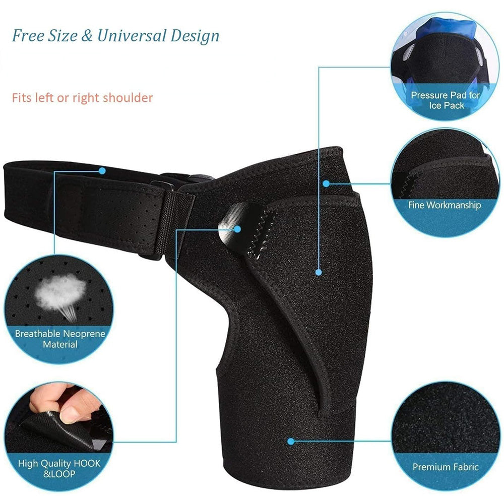 🔥 Adjustable Shoulder Brace with Pressure Pad | 3-Way Support⚡Torn Rotator Cuff & Labrum Relief🌟Fits Left/Right - Gym Recovery Essential for Bursitis, Tendonitis, AC Joint
