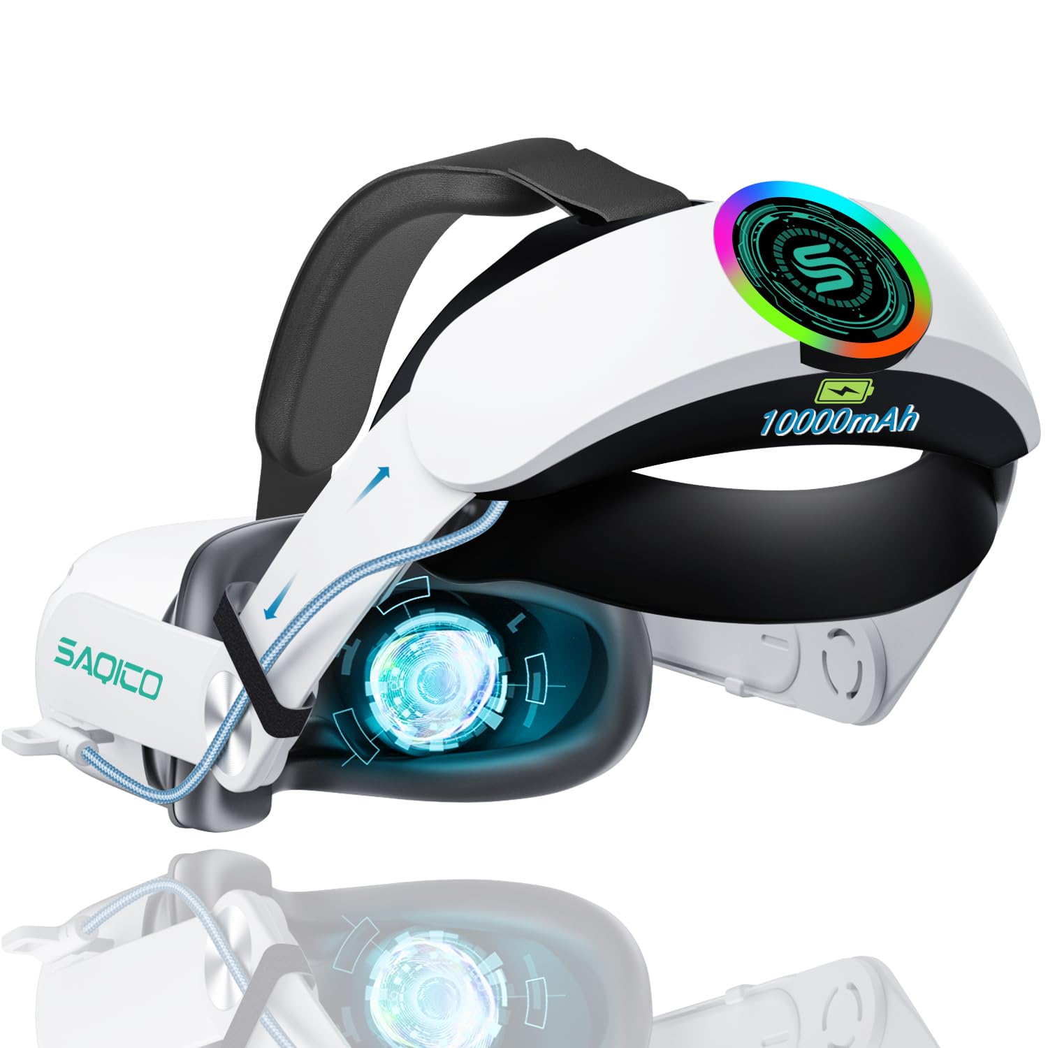 10000mAh Oculus Quest 2 Head Strap ✨ RGB Lights & Fast Charging 💥 Elite Strap Replacement + 8H Playtime 🌟 Zero-Pressure Comfort Fit 🔥 #VRHacks #OculusQuest2