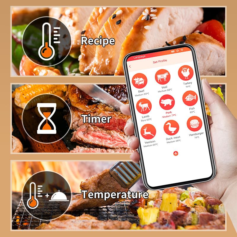🔥Smart Meat Pro Thermometer💥 Instant-Read Magic⚡ 10-in-1 App Control✨ BBQ/Air Fryer/Oven Master | TikTok's #1 Kitchen Hack