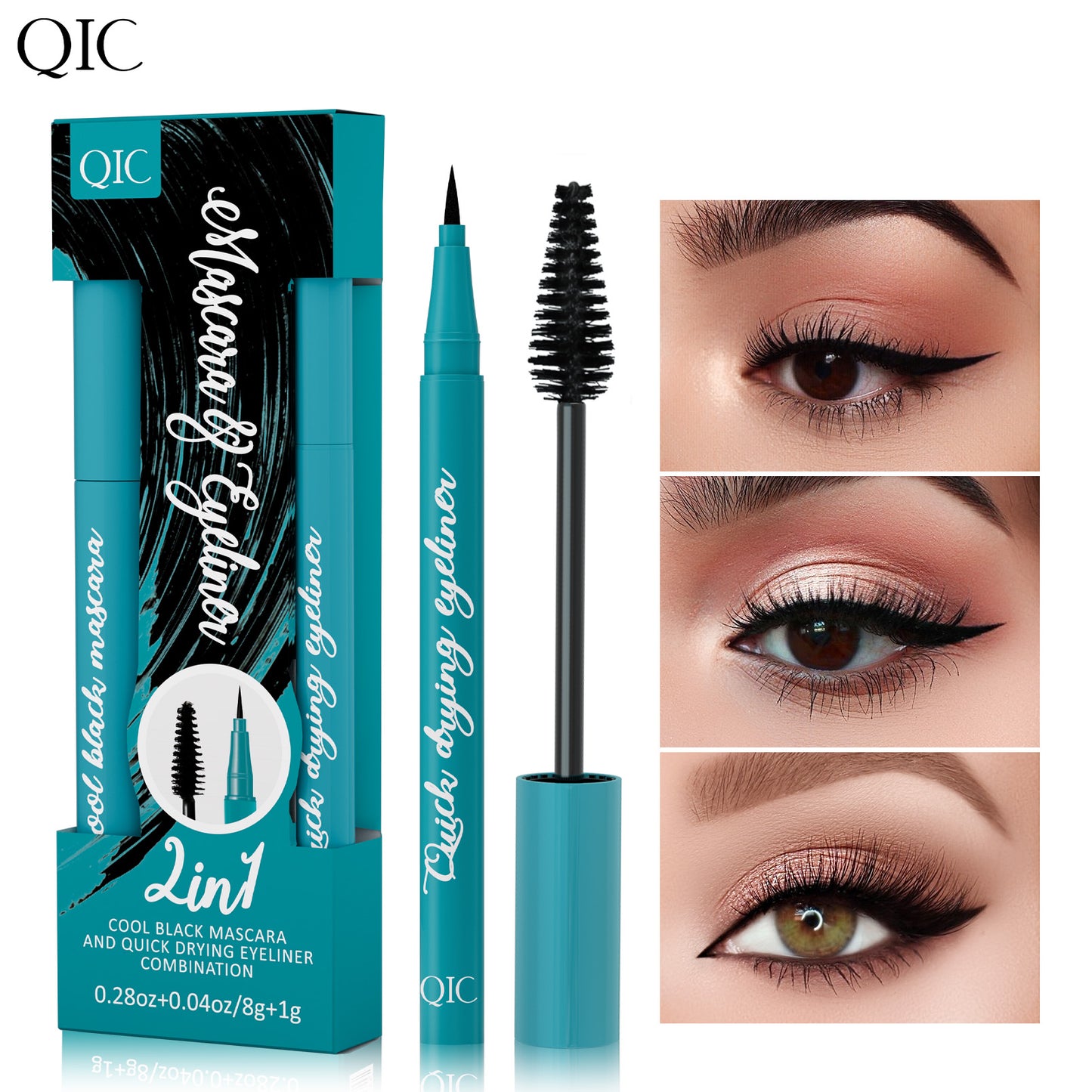 Jet Black Lash & Liner Duo ✨ 24H Waterproof & Sweatproof! 💦 Smudge-Proof Volume + Quick-Dry Winged Liner 🌟 Clump-Free #LashHack #NoPandaEyes #WaterproofMakeup