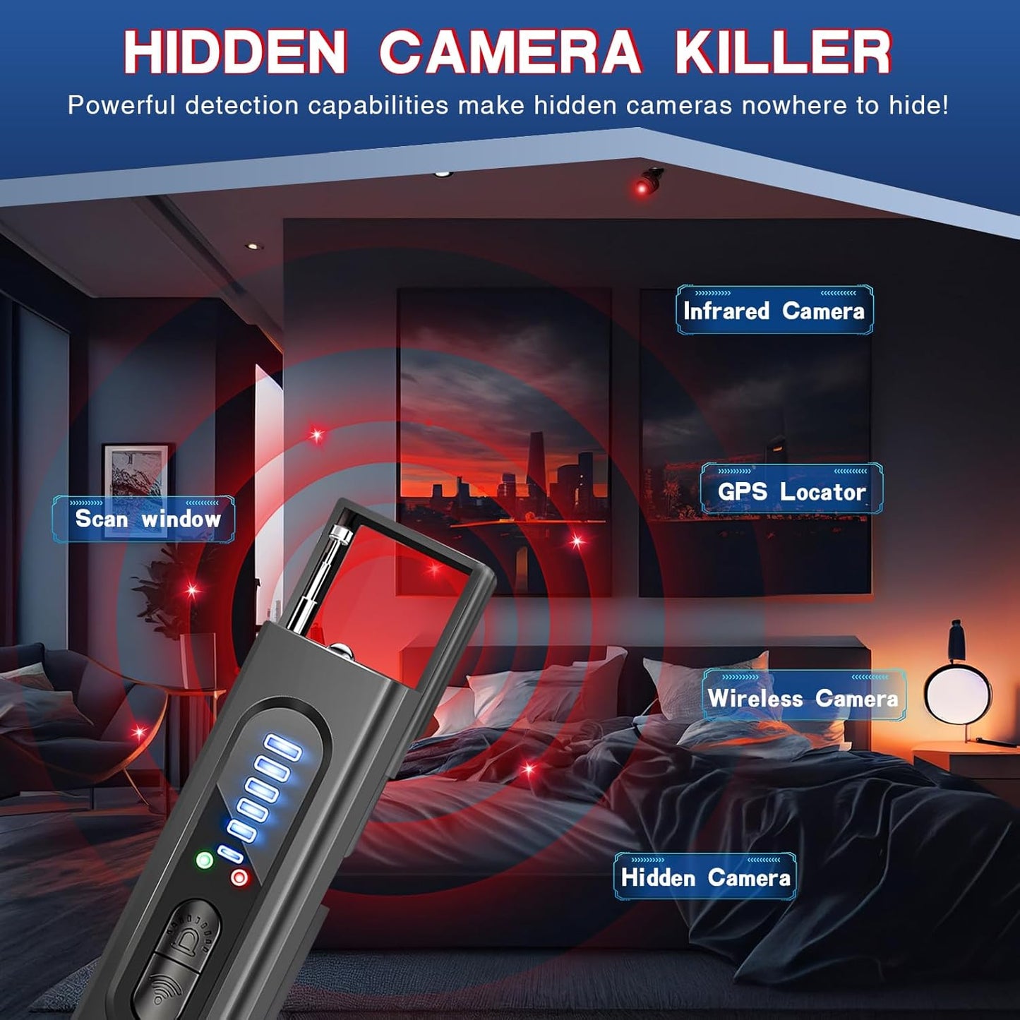 🚨📡 5-Level Sensitivity Camera & GPS Tracker Detector | Portable Hidden Device Finder for Home, Car & Travel | Privacy Protection Anywhere 🌐👜 #PrivacyTech #TravelSecurity