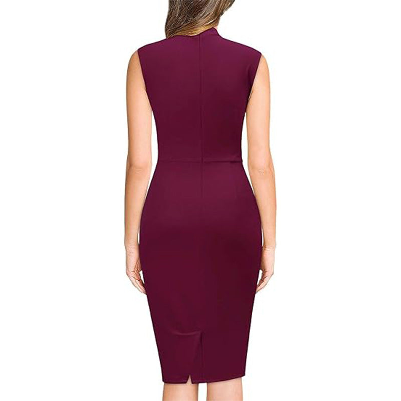 💋Sultry Vintage Vibes! Half-Collar Ruffle Dress w/ Waist Cinching✨ Old Hollywood Glam Pencil Dress💫 Cocktail Party Dress | Retro TikTok Viral