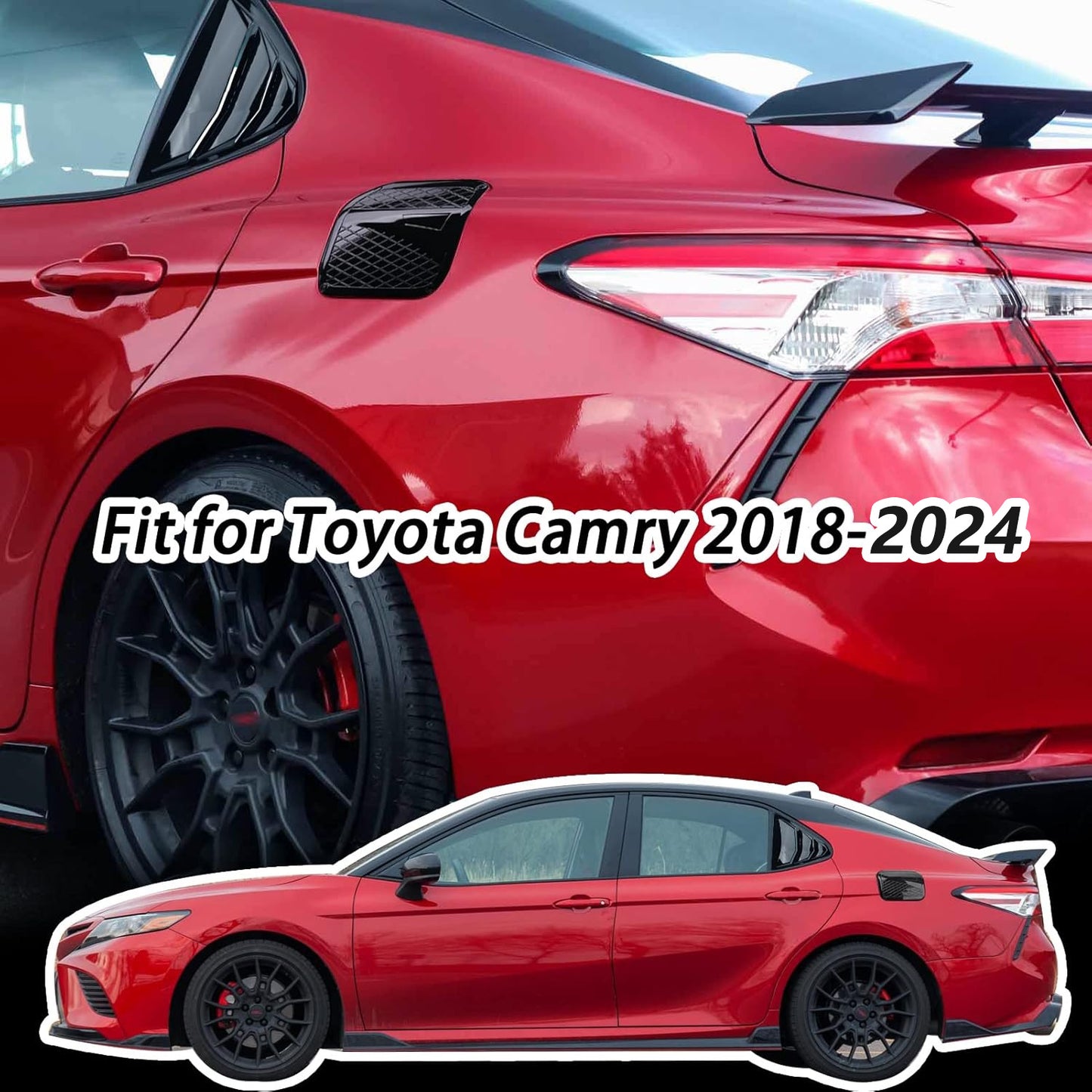 🔥🚗 Rear Window Louvers for Toyota Camry 2018-2024 | 2PC Sporty Set⚡ABS Air Vent Covers⚡【Side Scoop Kit】Exterior Trim Blinds & Shades - No-Drill 5-Min Install