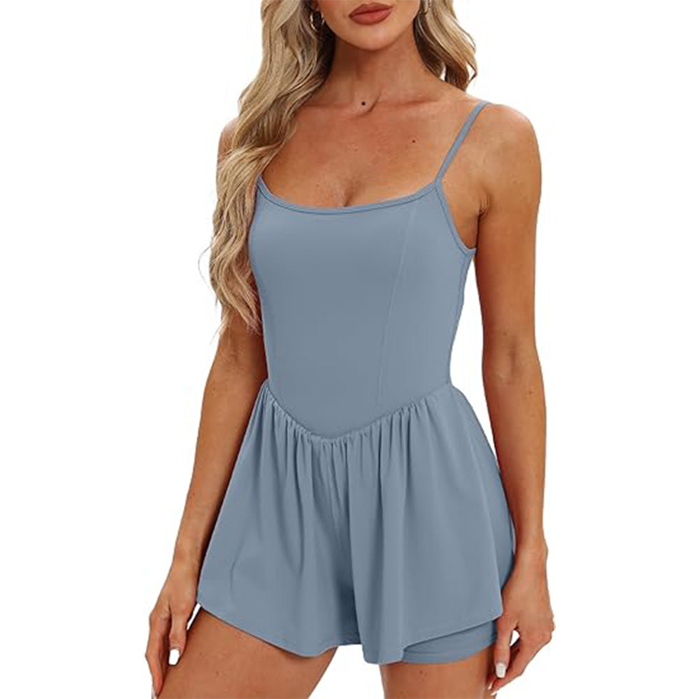 🌴Summer Breeze Essential! Double-Lined Short Romper✨ Adjustable Spaghetti Strap💃 No-Slip Sleeveless Jumpsuit | TikTok’s Hotlist