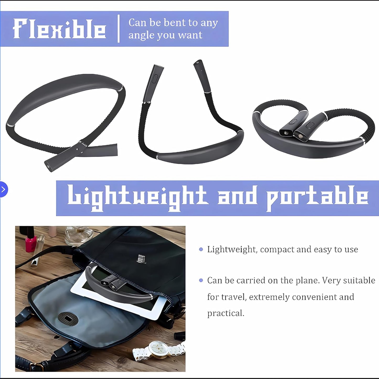 💡Smart Book Light Beast🔥 3-Color Mood Magic✨ 80Hr Bendable Neck⚡ Camping/Bed/Repair Master🌙 Perfect Gift for Book Lovers | TikTok's #1 Reading Hack (Gray)