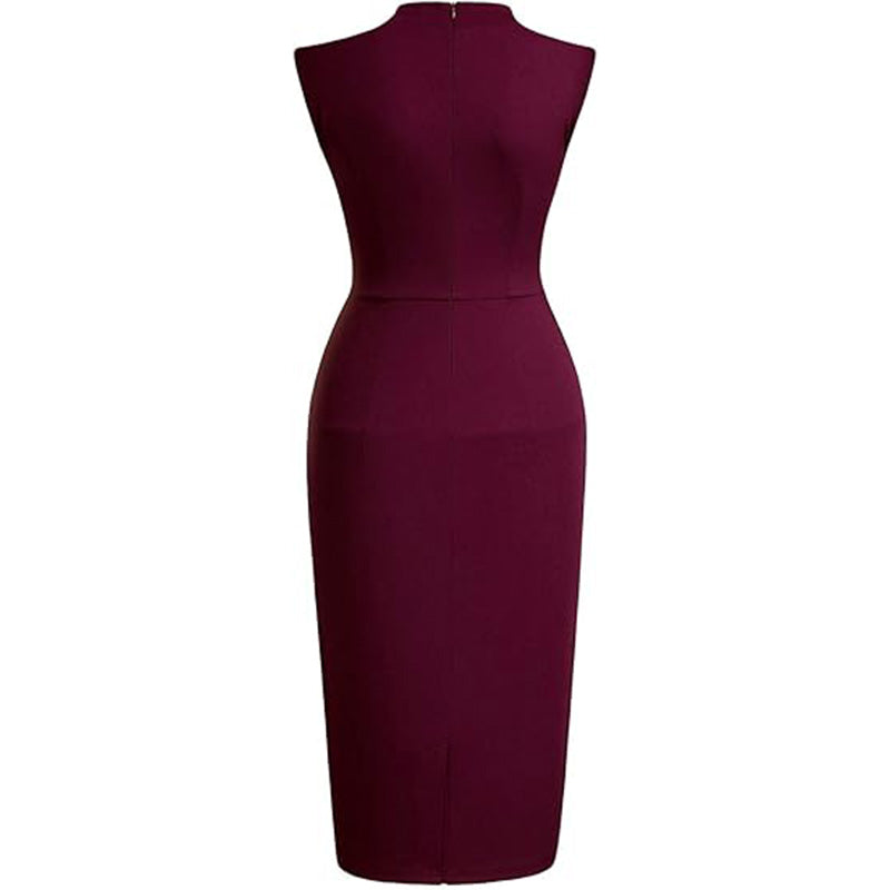💋Sultry Vintage Vibes! Half-Collar Ruffle Dress w/ Waist Cinching✨ Old Hollywood Glam Pencil Dress💫 Cocktail Party Dress | Retro TikTok Viral