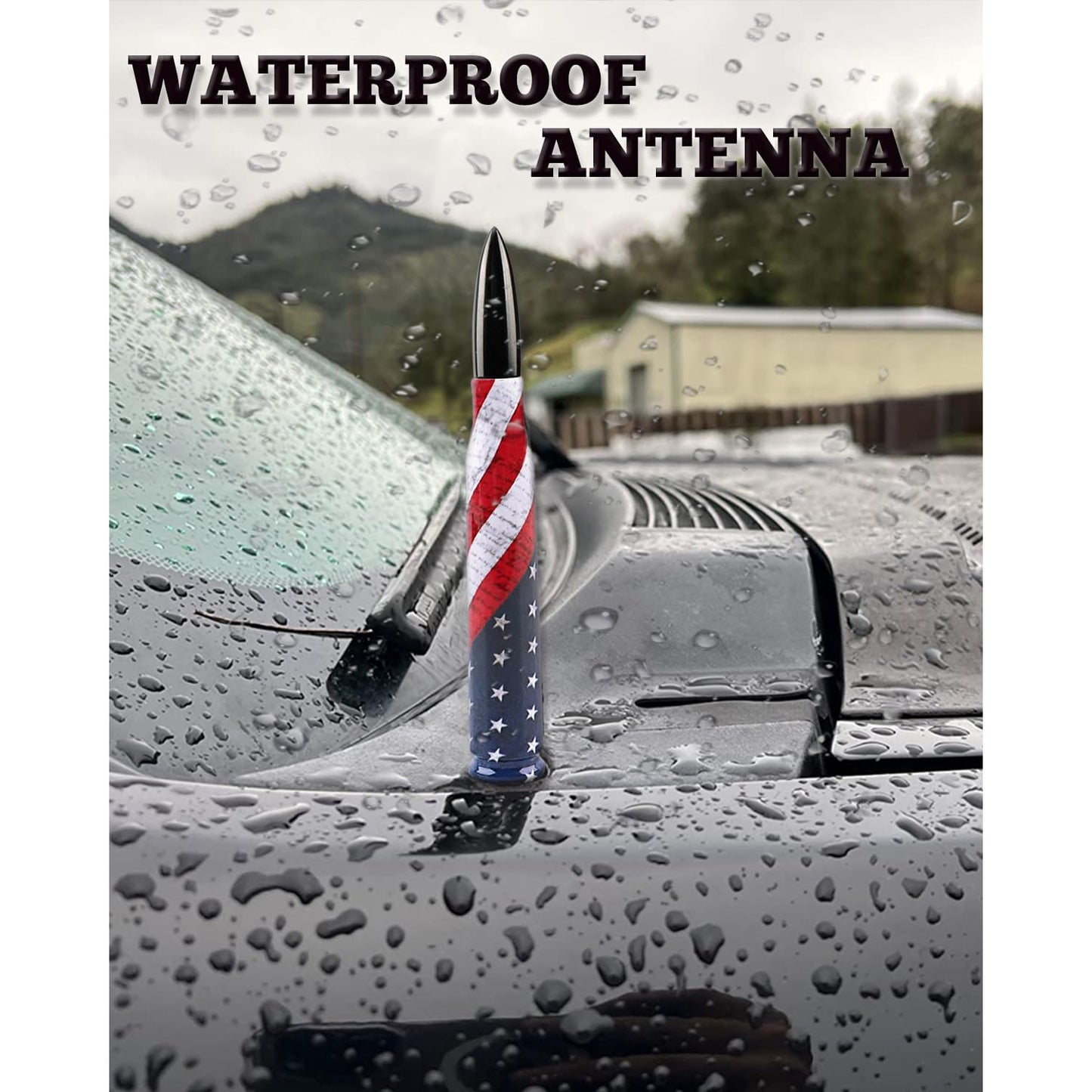🚨 Bullet Antenna for Dodge Ram & Ford F-Series | Anti-Theft Lock⚡【Truck Pro】🇺🇸Flag Design Radio Antenna F150/F250/F350/Raptor/Bronco (1990-Current) - 360° Signal Booster