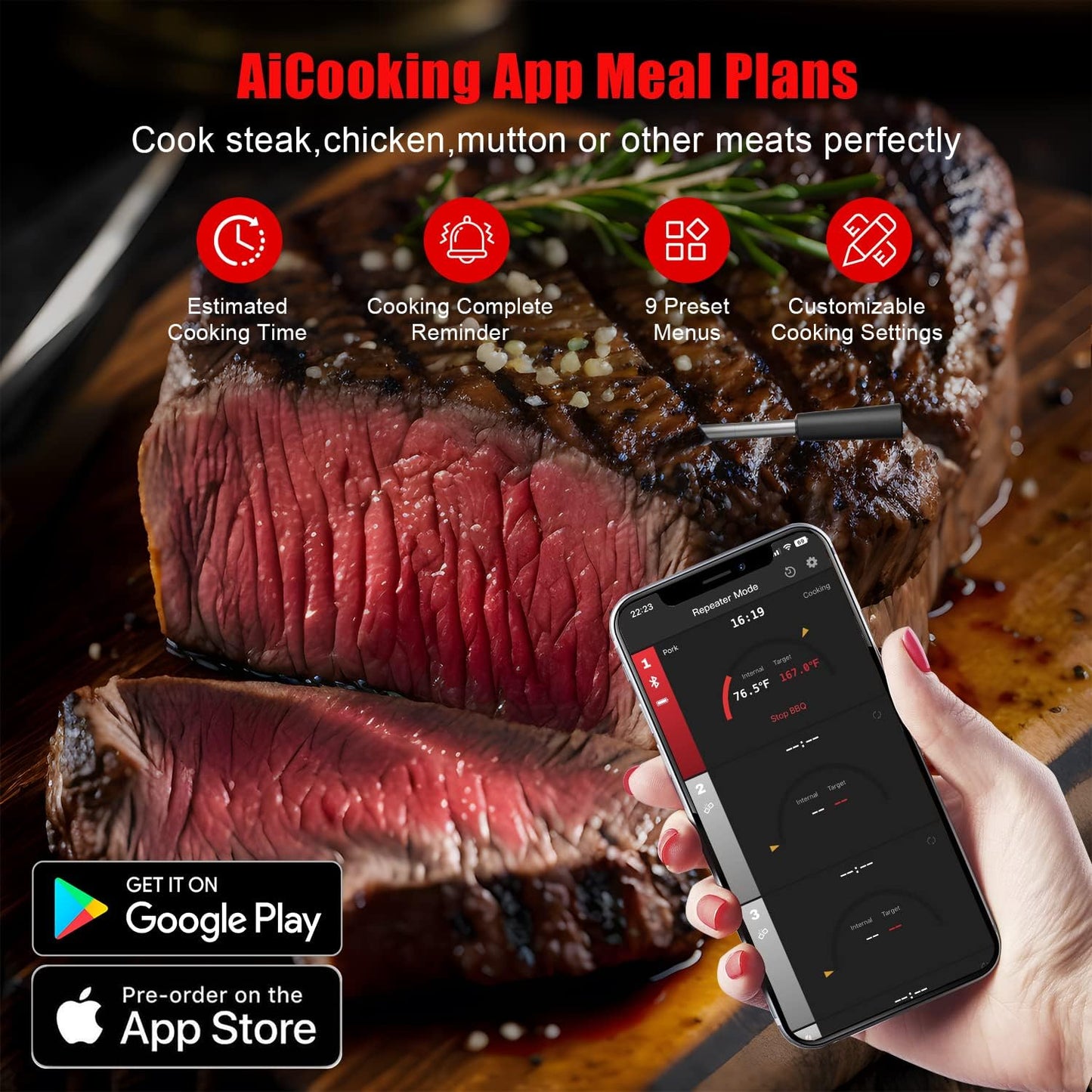 🔥Dual Probe Grill Beast💥 IP67 Waterproof & 1000°F Heatproof⚡ Bluetooth Smart Alerts🌪️ 10-in-1 BBQ/Oven/Smoker Kit | TikTok's #1 Meat Hero