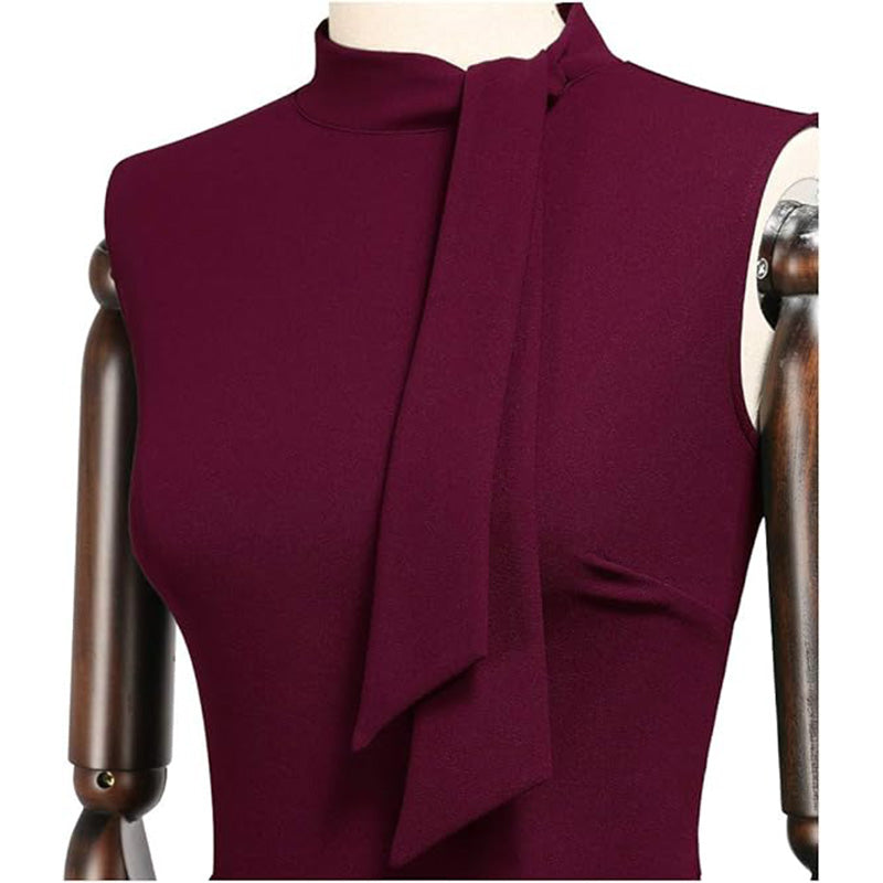 💋Sultry Vintage Vibes! Half-Collar Ruffle Dress w/ Waist Cinching✨ Old Hollywood Glam Pencil Dress💫 Cocktail Party Dress | Retro TikTok Viral
