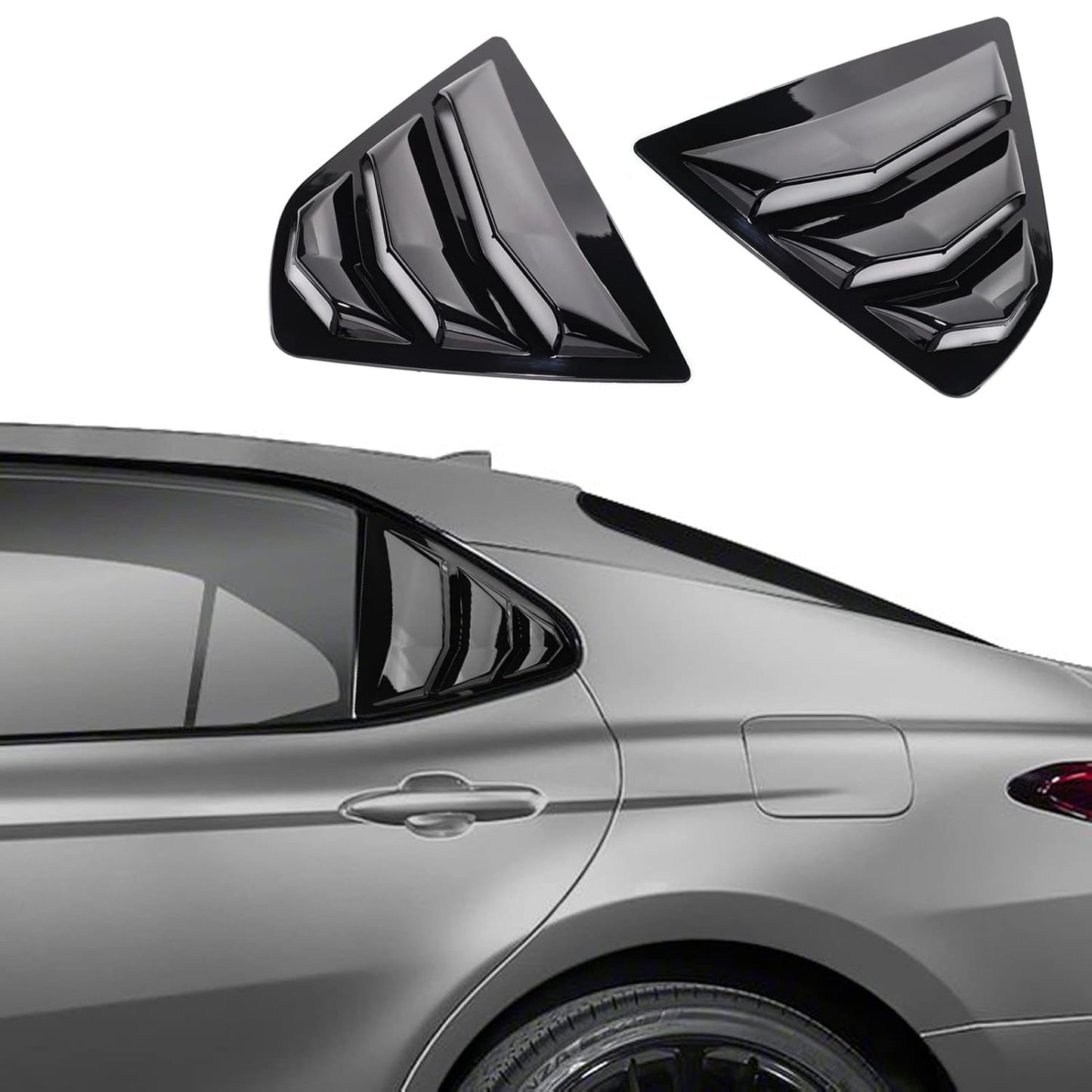 🔥🚗 Rear Window Louvers for Toyota Camry 2018-2024 | 2PC Sporty Set⚡ABS Air Vent Covers⚡【Side Scoop Kit】Exterior Trim Blinds & Shades - No-Drill 5-Min Install