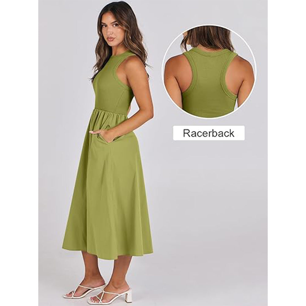 🌊Boho Beach Magic! Patchwork Knit Dress w/ Secret Pockets✨ Racerback Tank Dress💫 Flowy Midi Sundress | Summer Casual TikTok Viral