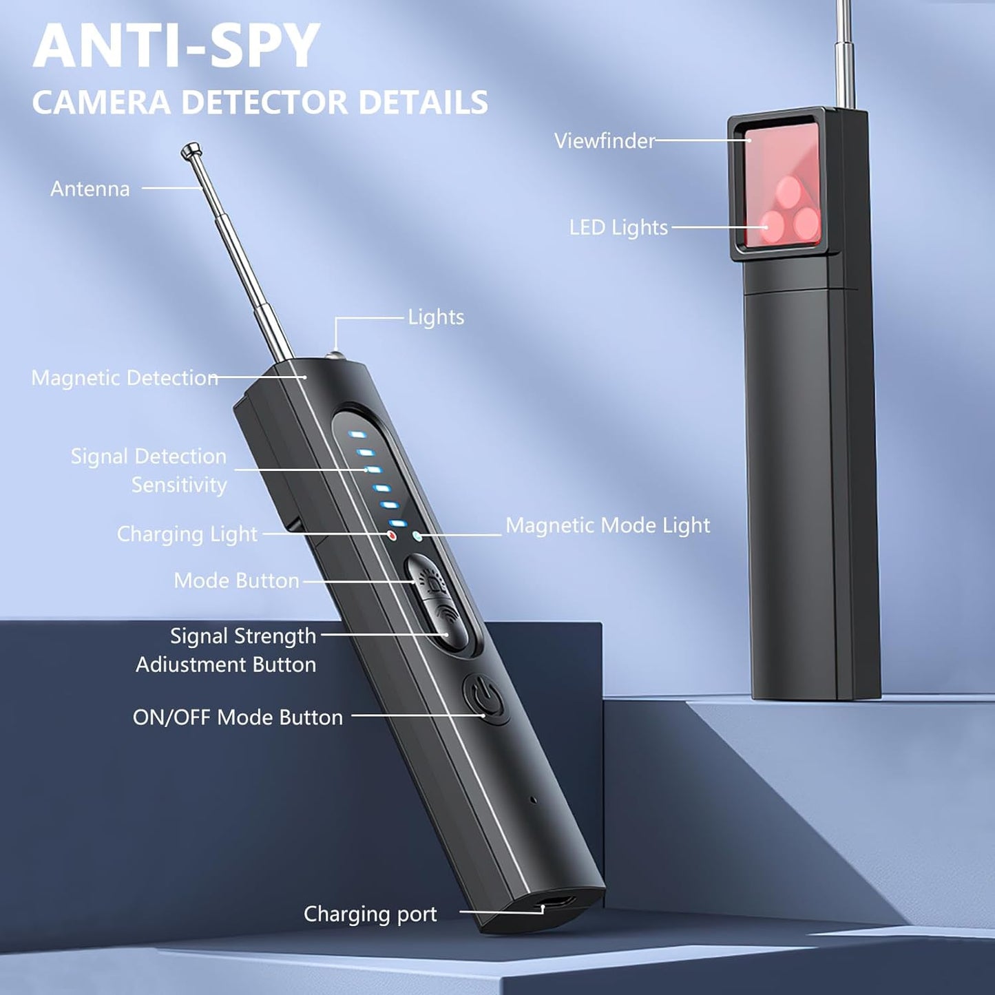 🚨📡 5-Level Sensitivity Camera & GPS Tracker Detector | Portable Hidden Device Finder for Home, Car & Travel | Privacy Protection Anywhere 🌐👜 #PrivacyTech #TravelSecurity