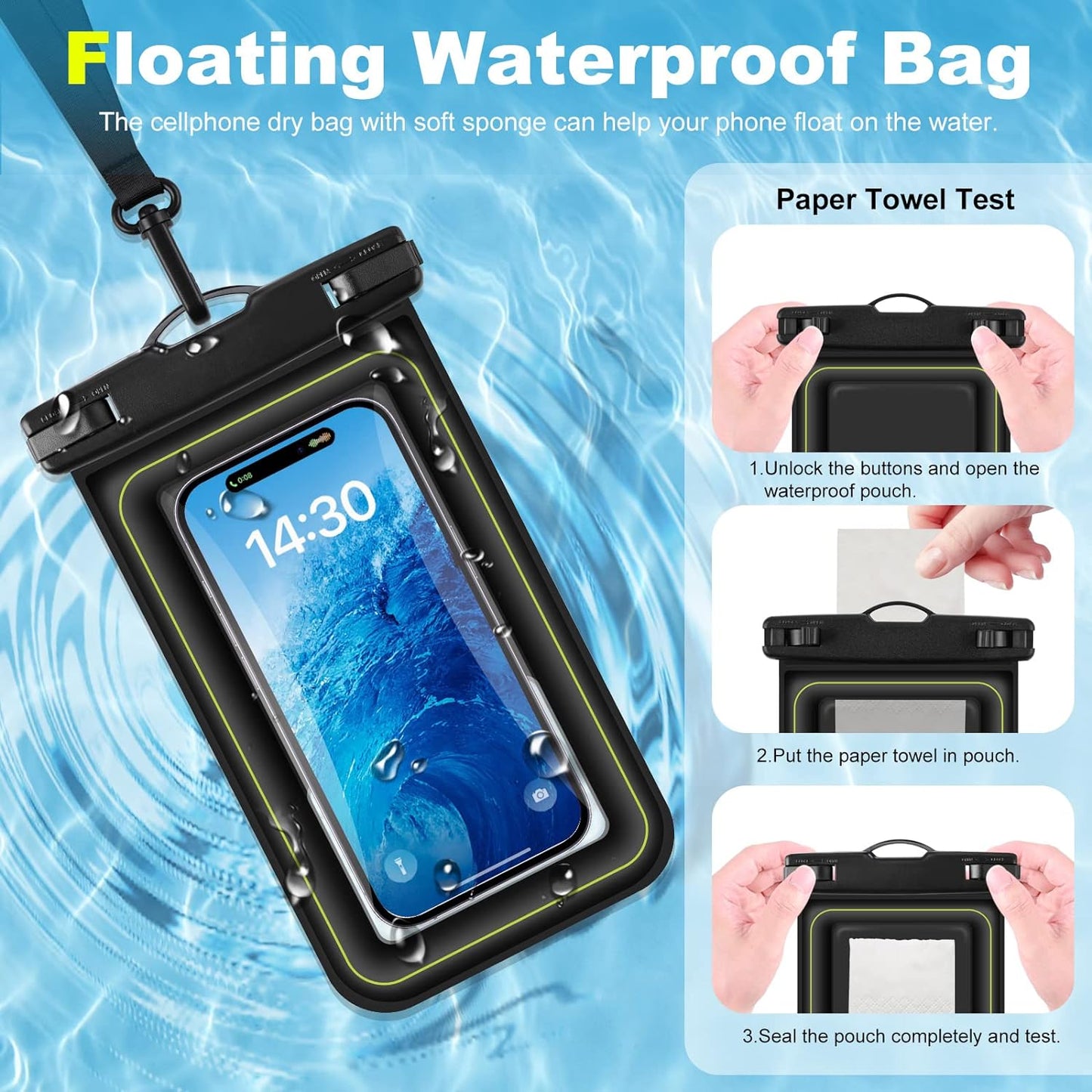2-Pack Floating Phone Pouch ✨ IP68 Waterproof & Sandproof 💦 Beach Pool Cruise Must-Have! 🔥 Universal Fit + Detachable Lanyard 🌟 #BeachEssentials #TravelHack