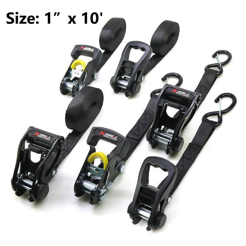 🔥 1"x10' Ratchet Straps 400LB/1200LB | 2-Pack⚡【Truck & Camp Pro】Auto-Lock Tie Downs for Motorcycles/Cargo/Lumber - 2秒锁死⚡No-Slip Teeth Design