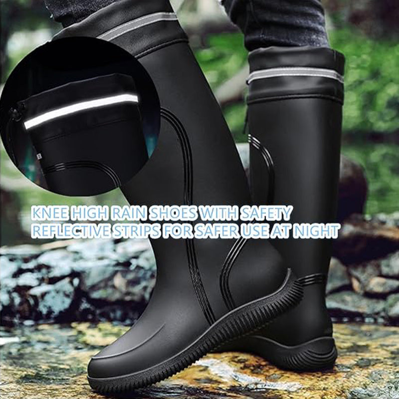 🔥 Men's Heavy-Duty Rain Boots Knee-High PVC Rubber⚡Waterproof Work Boots💪Lightweight for Gardening, Farm, Fishing【Outdoor Must-Have】